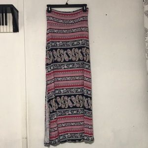 Long Pink And Black Maxi Skirt